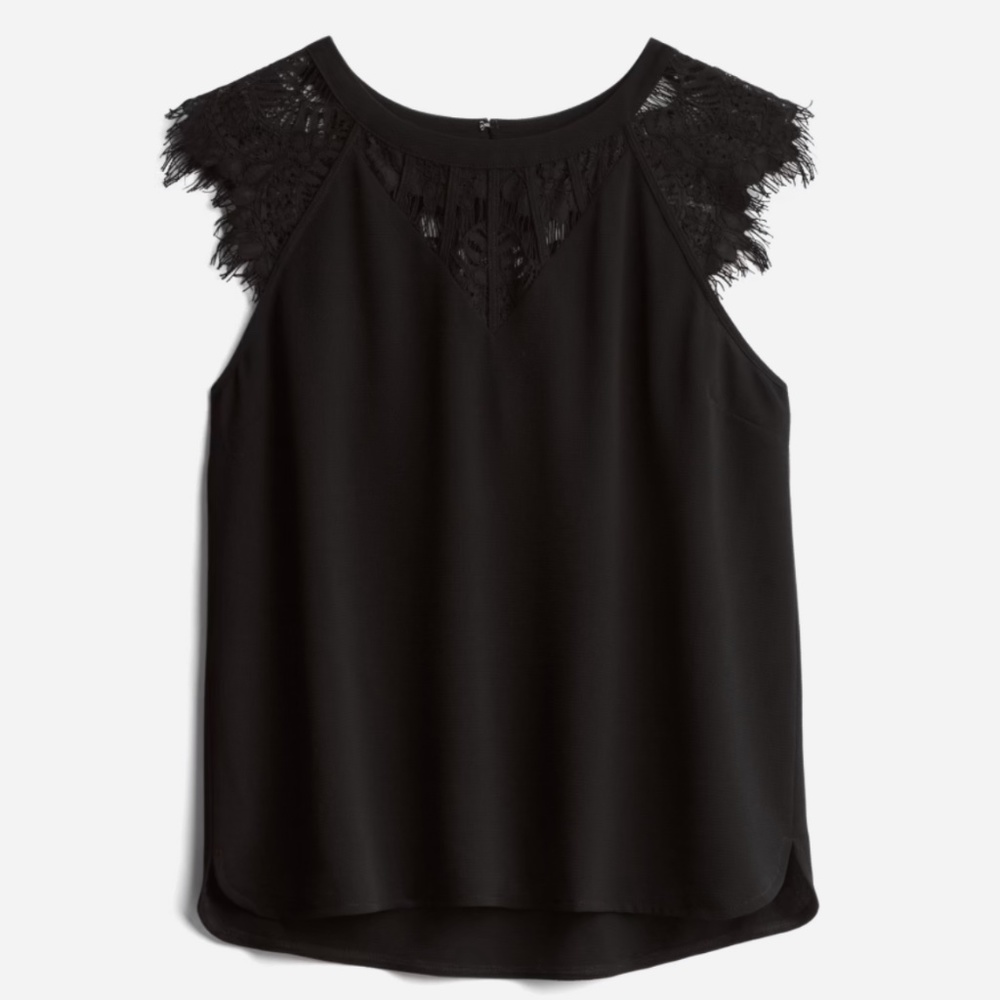 41 HAWTHORN Jarred Lace Detail Cap-Sleeve Blouse